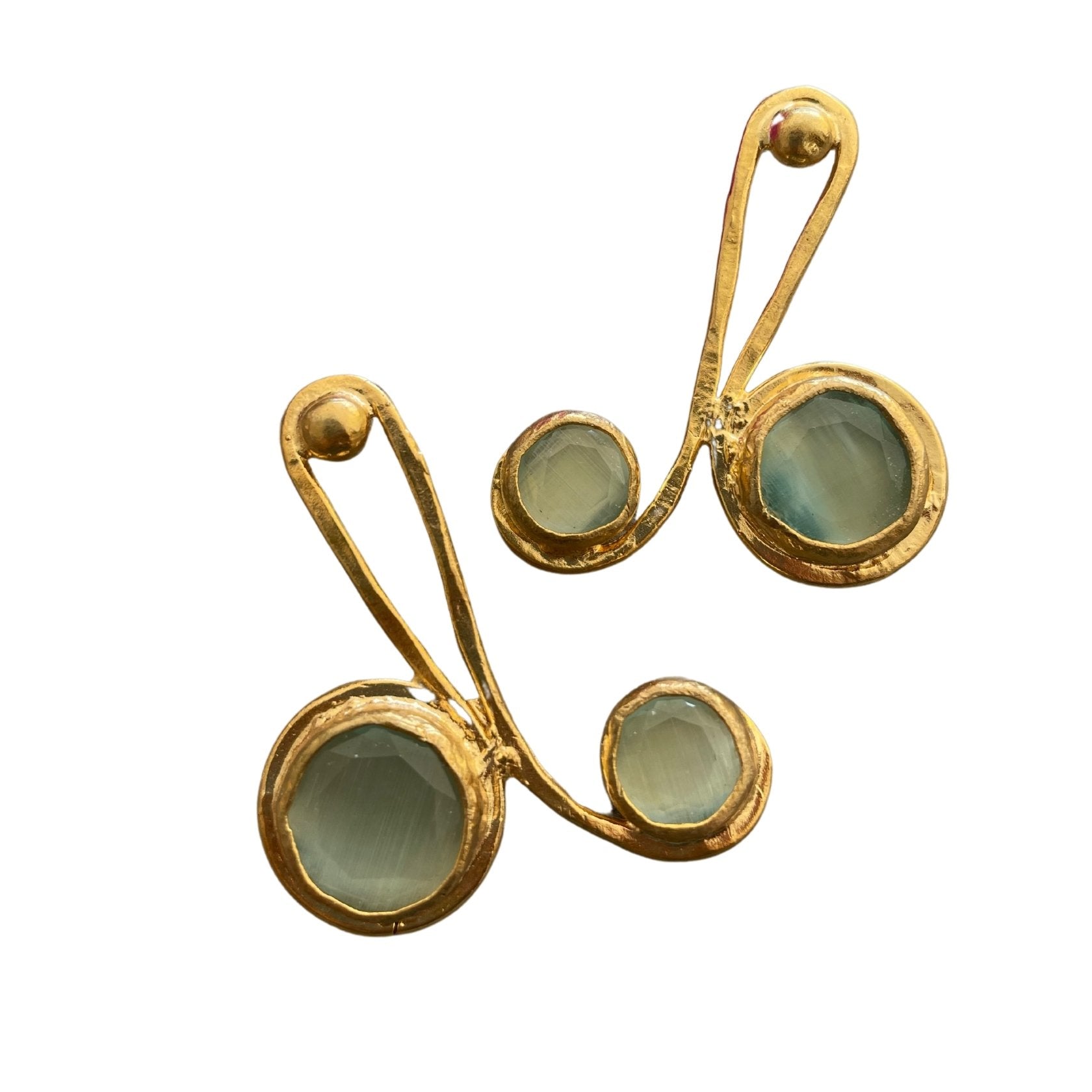 Aretes Doble onda verde/rosa