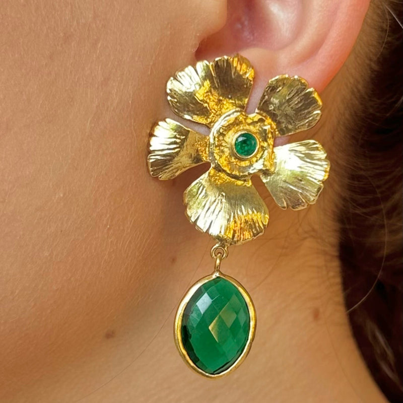 Aretes flores verdes