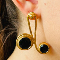 Aretes doble onda negro