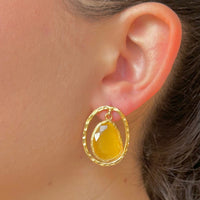 Aretes Ojo Gato Amarillo