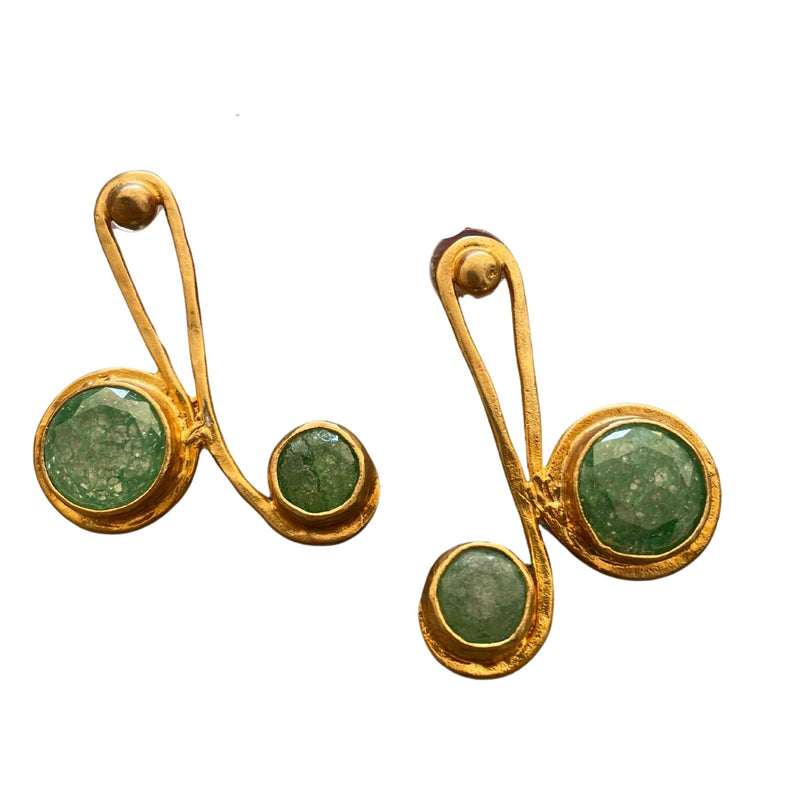 Aretes Doble onda verde