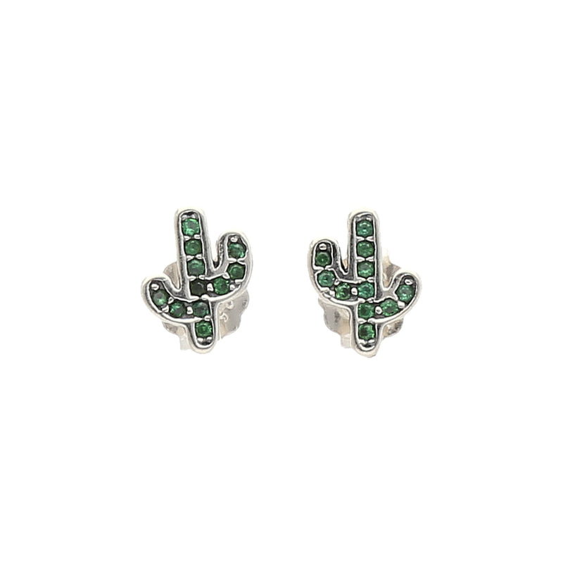 Arete Broquel Cactus Plata