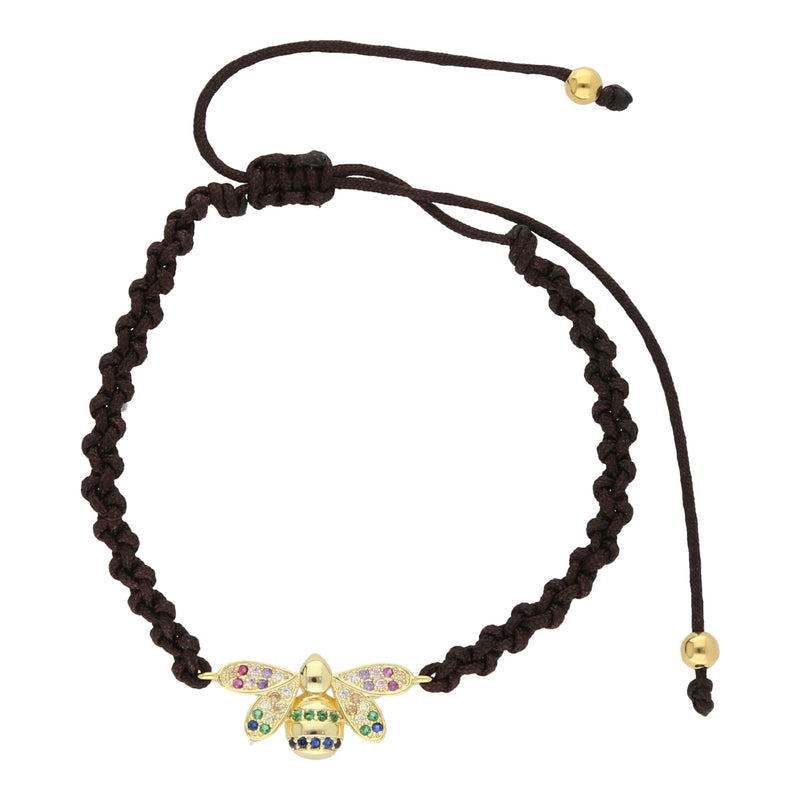 Pulsera Abejas Circonias Café